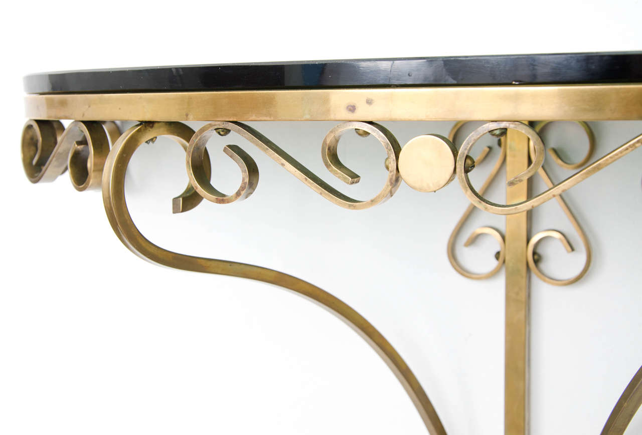Wall-Mounted Brass Console Table, Italy 1950s In Good Condition In London, GB