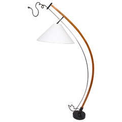 1970s Sculptural Handcrafted Wood and Iron Floor Lamp 12