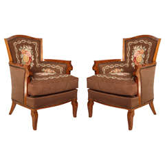 Pair of 1920s French Art Deco Bergere Chairs
