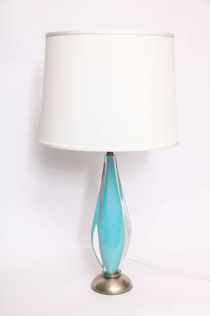 Mid-Century Modern Salviati Table Lamp Mid Century Modern Murano Art Glass Italy 1950's For Sale