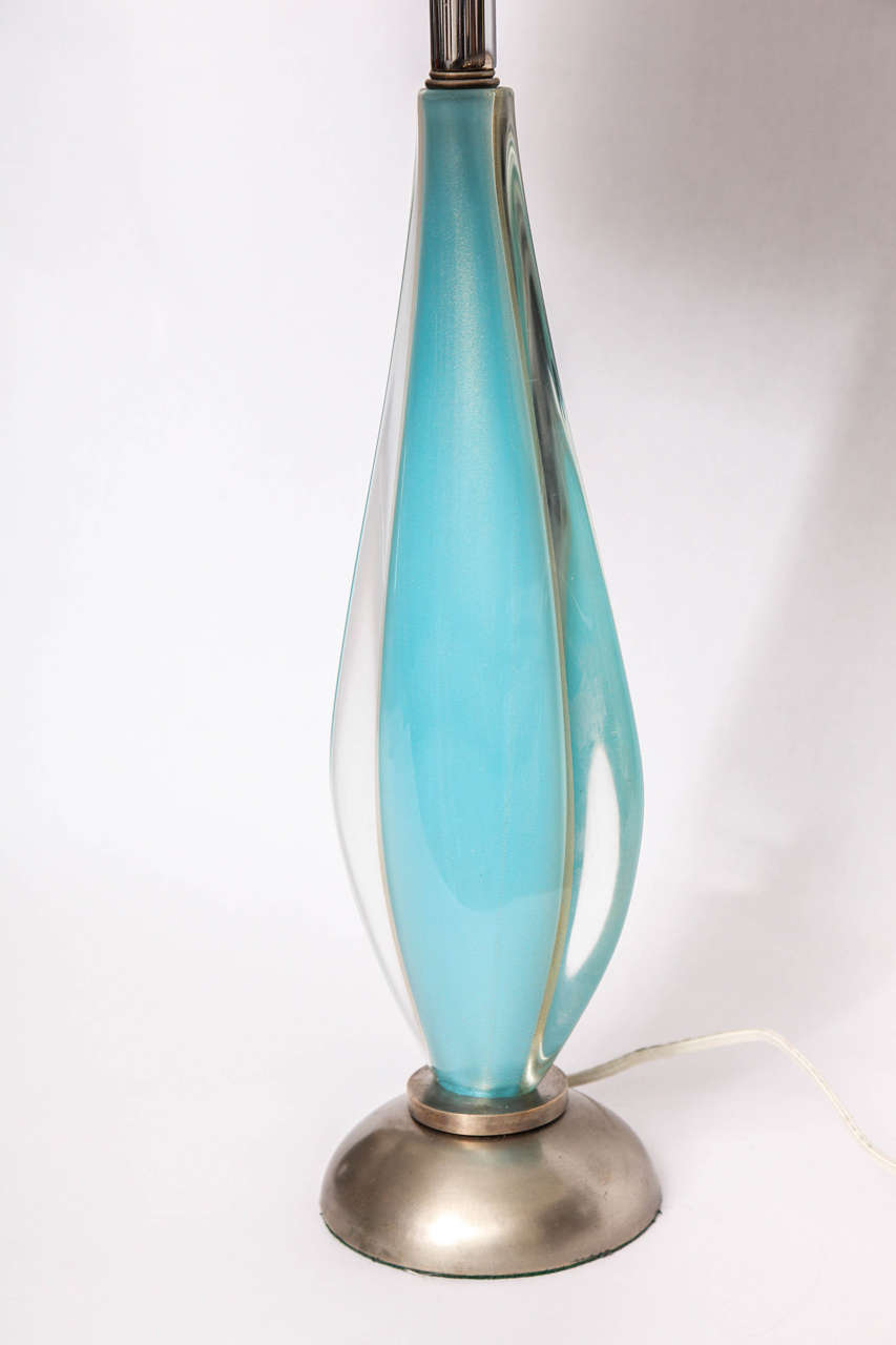 Italian Salviati Table Lamp Mid Century Modern Murano Art Glass Italy 1950's For Sale