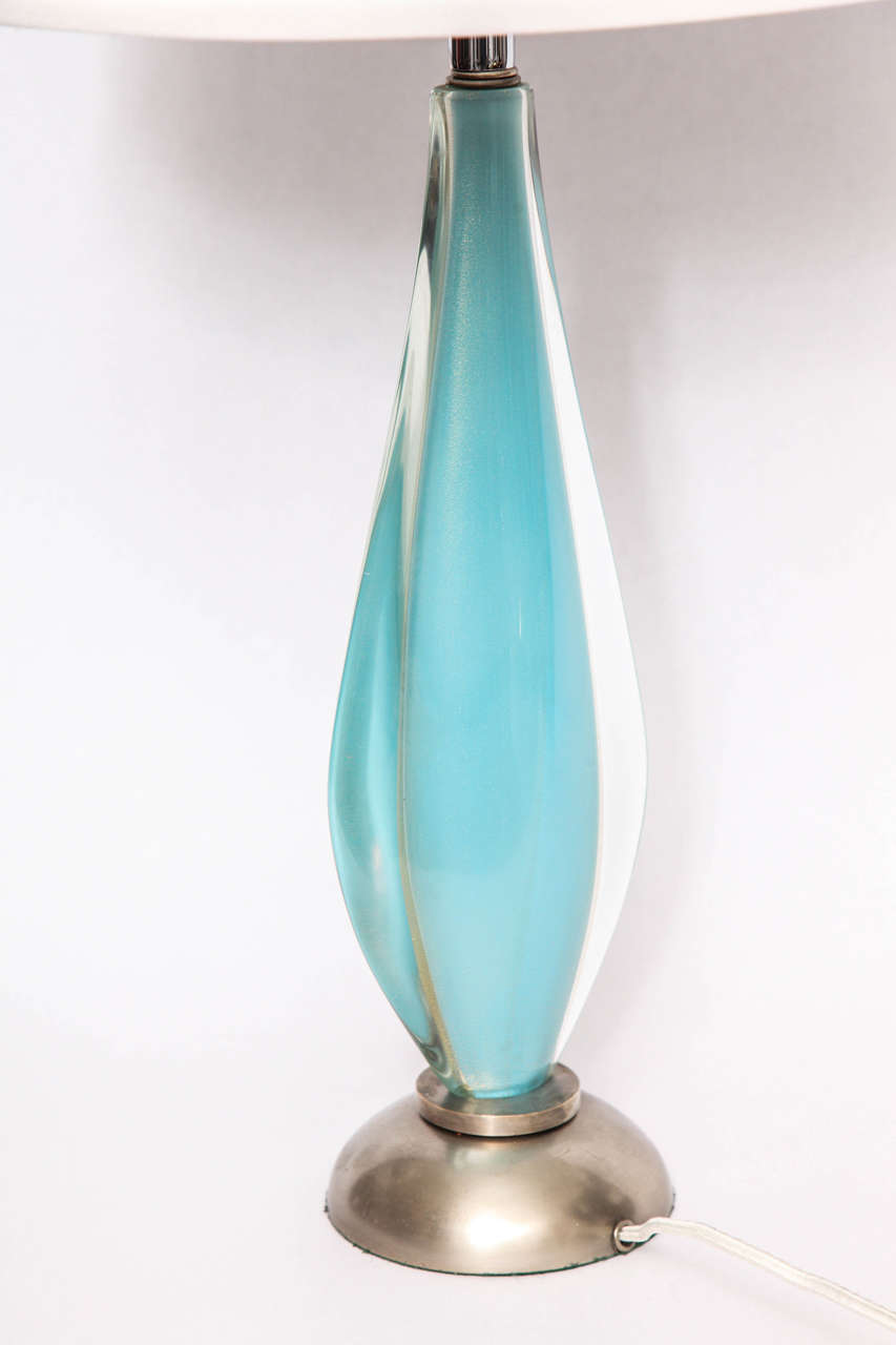Salviati Table Lamp Mid Century Modern Murano Art Glass Italy 1950's In Good Condition For Sale In New York, NY