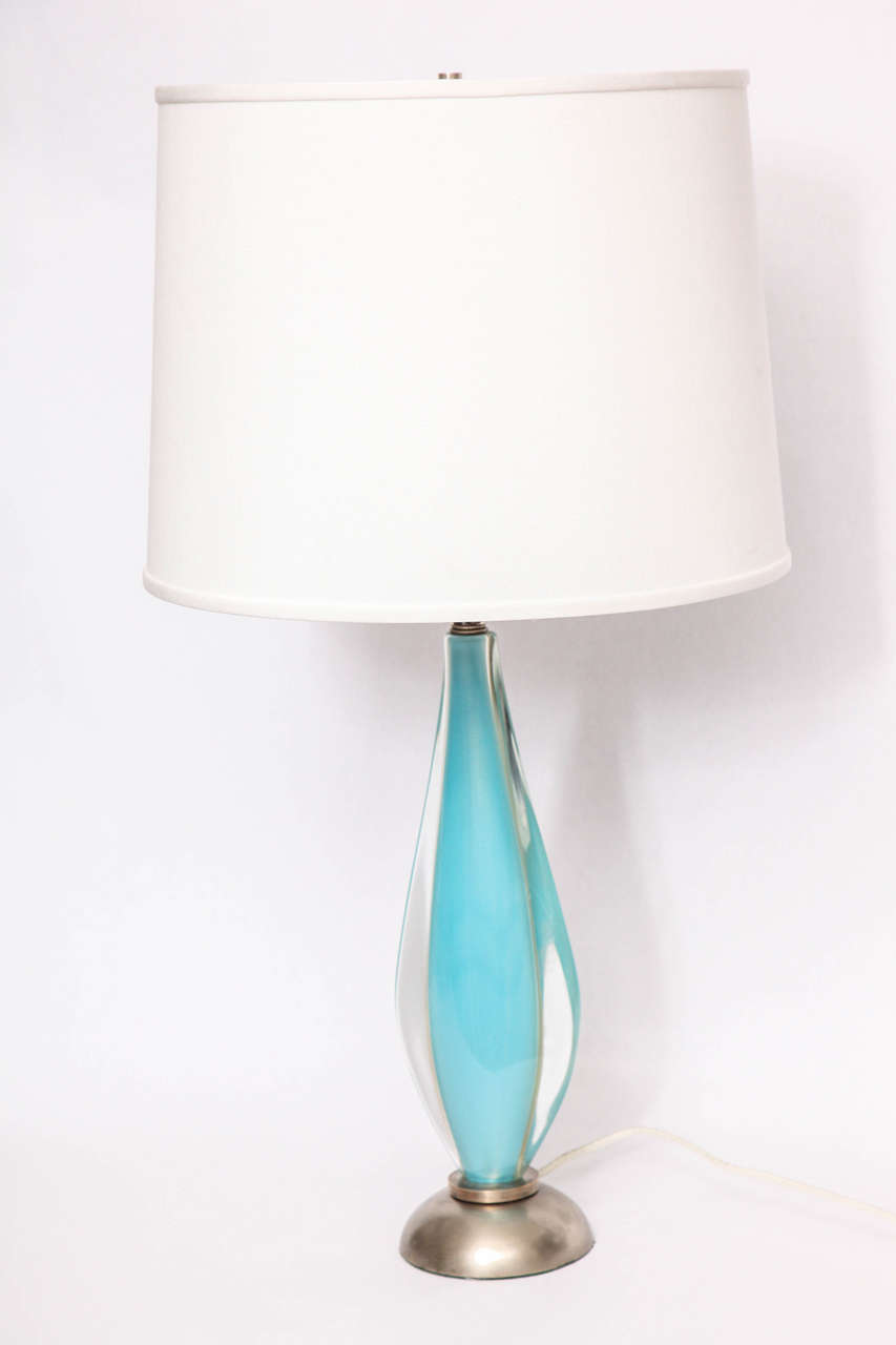 Salviati Table Lamp Mid Century Modern Murano Art Glass Italy 1950's For Sale 1