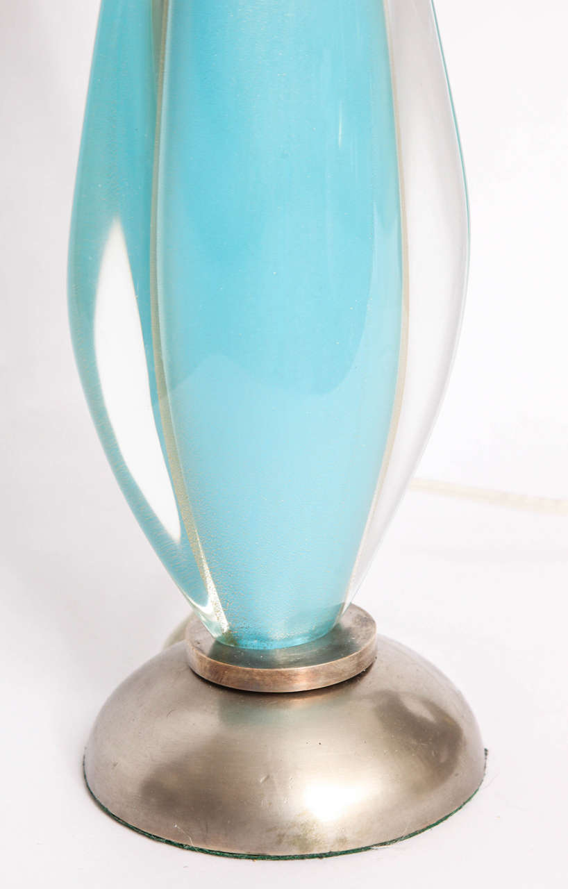 Silver Plate Salviati Table Lamp Mid Century Modern Murano Art Glass Italy 1950's For Sale