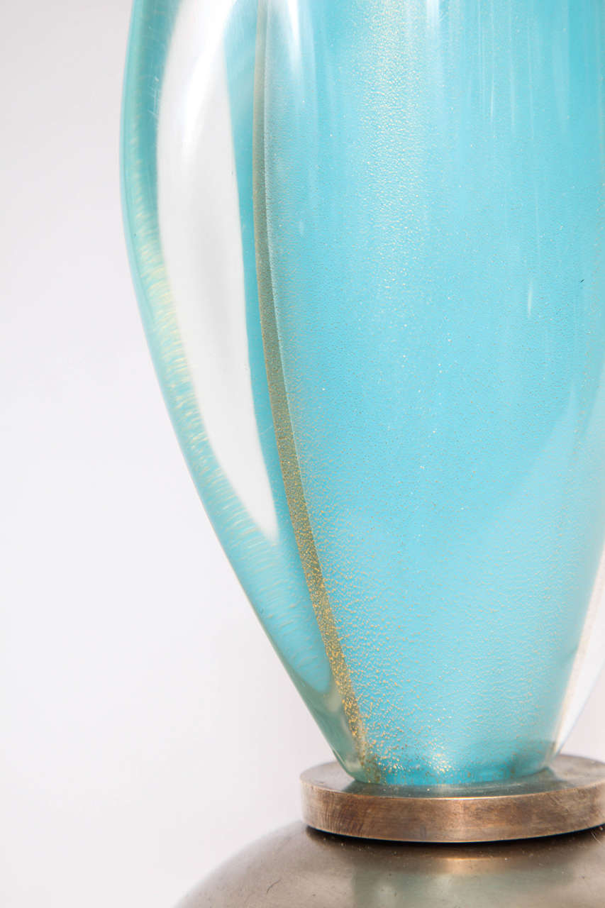 Salviati Table Lamp Mid Century Modern Murano Art Glass Italy 1950's For Sale 2