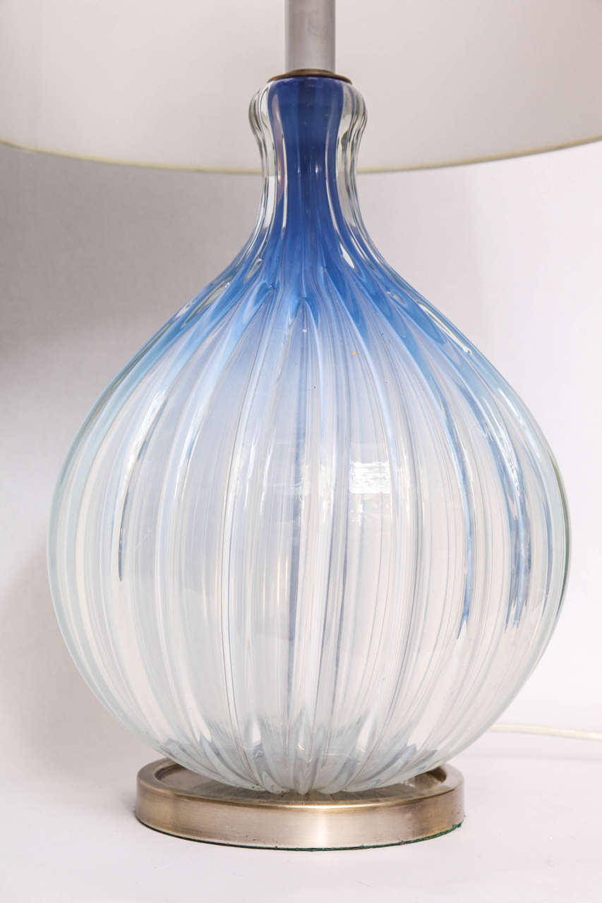 Italian  Seguso Table Lamp Murano Art Glass Italy 1950's For Sale