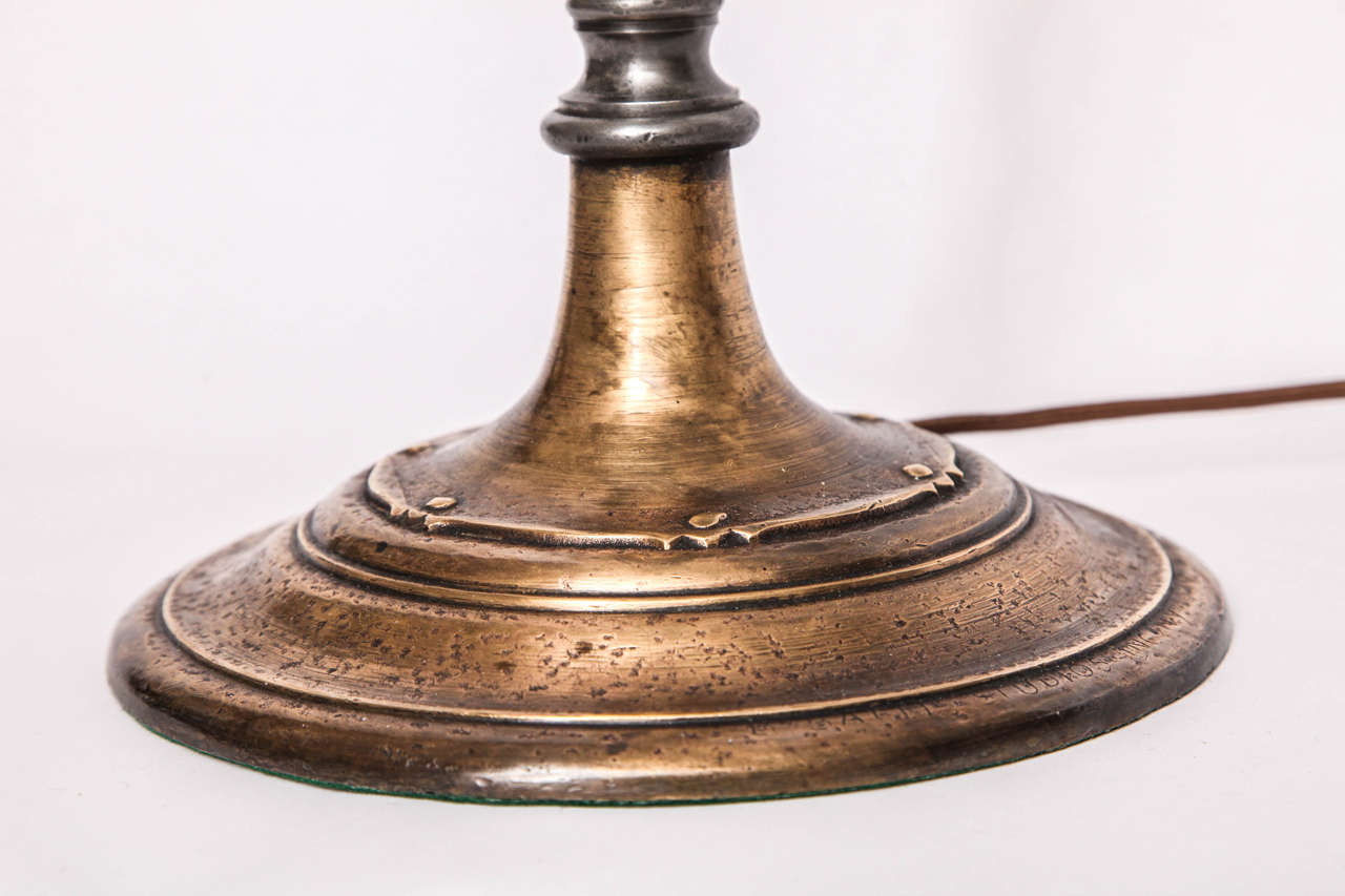 1920s Iron and Bronze Table Lamp Signed Oscar B Bach 1