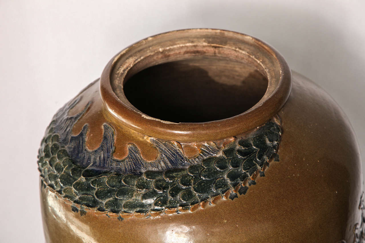 1920s Monumental Japanese Ceramic Tall Vase For Sale at 1stdibs