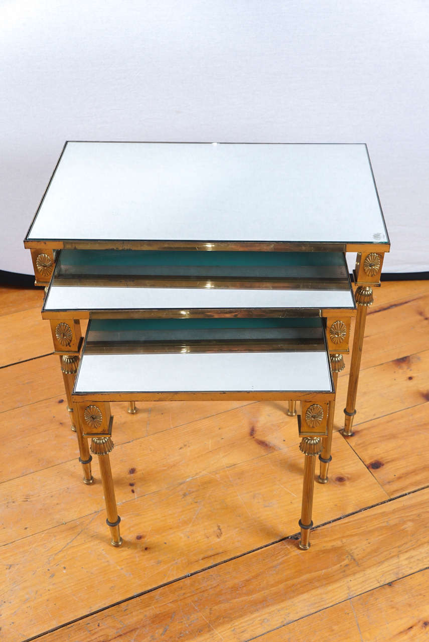 North American Set of Brass Nesting Tables, France For Sale