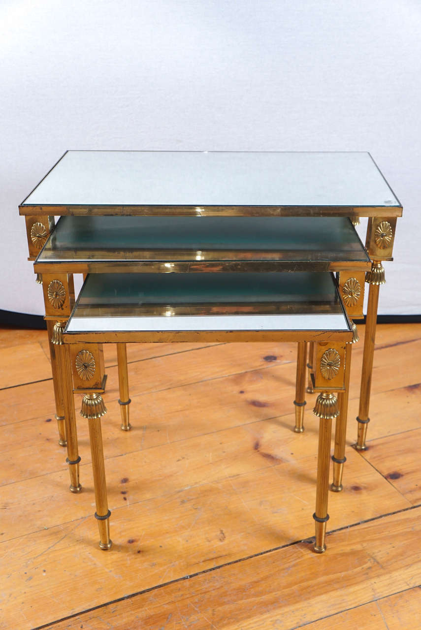 Set of Brass Nesting Tables, France In Good Condition For Sale In Hudson, NY