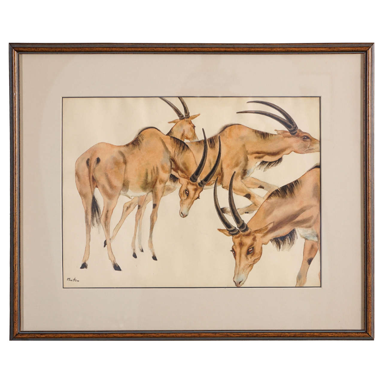 John Fenton "Antelope" Watercolor on Paper, Woodstock New York For Sale