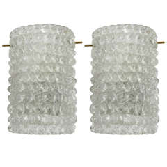 Pair of Clear Glass Wall Lamps Attributed to Barovier e Toso 1