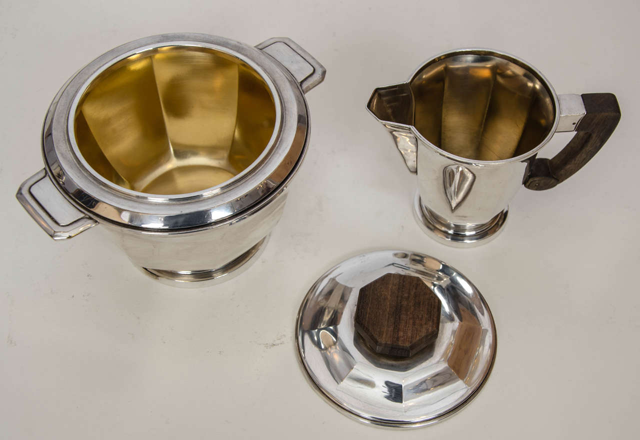1930's French Silver Plated Art Deco Tea Set In Excellent Condition In London, GB