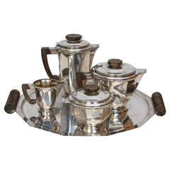 1930's French Silver Plated Art Deco Tea Set