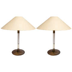 Pair of Brass and Lucite Table Lamps 7
