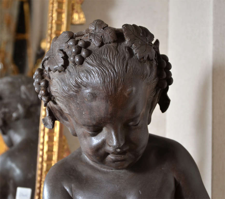 Zinc Statue 18th Century Representing a Child Faunus For Sale