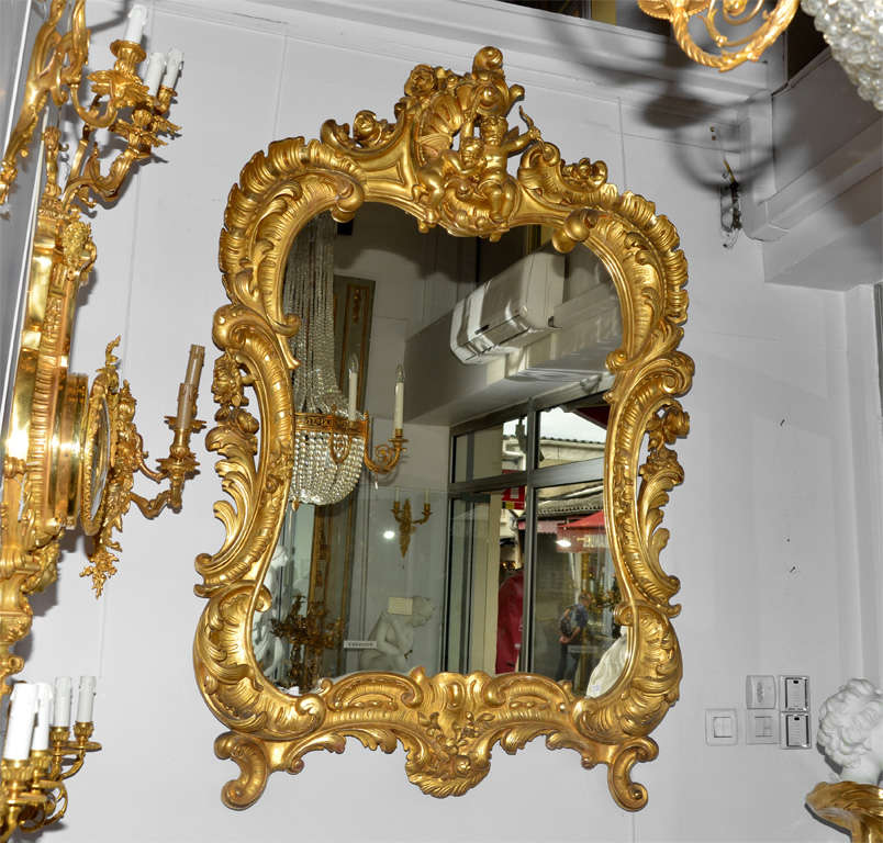 19th Century Gilded Wood  Italian Mirror For Sale