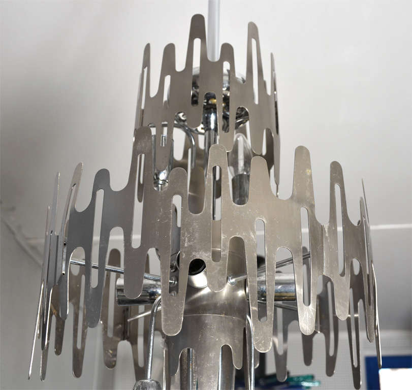 Stainless Steel 1970s Very Rare and Stylish Chandelier