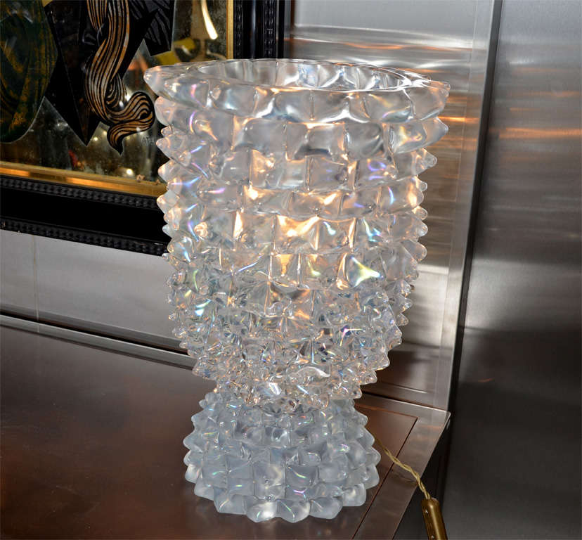 Italian Huge Murano Glass Table Lamp in the Style of Ercole Barovier For Sale