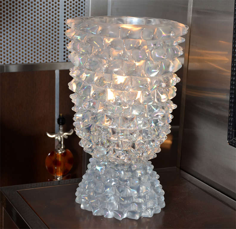 Huge Murano Glass Table Lamp in the Style of Ercole Barovier In Excellent Condition For Sale In Bois-Colombes, FR