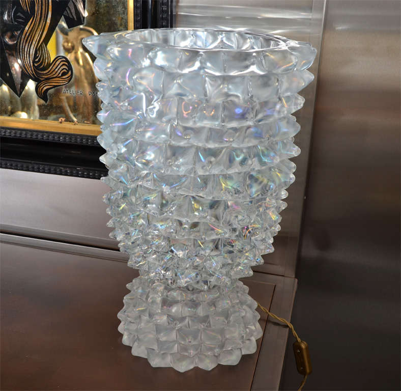 Late 20th Century Huge Murano Glass Table Lamp in the Style of Ercole Barovier For Sale