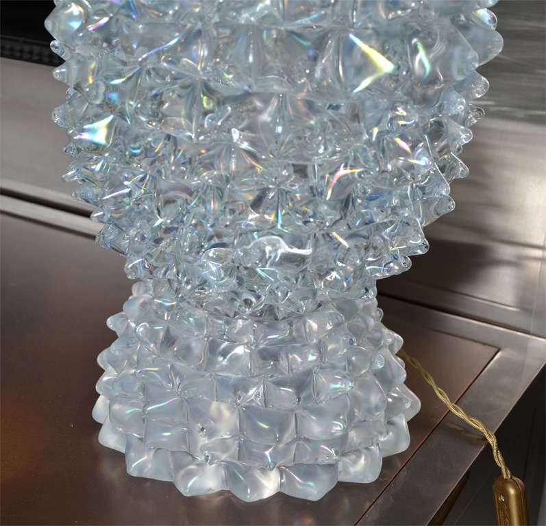 Huge Murano Glass Table Lamp in the Style of Ercole Barovier For Sale 1