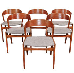 Set of 6 Ribbon Back Teak Dining chairs by Dux