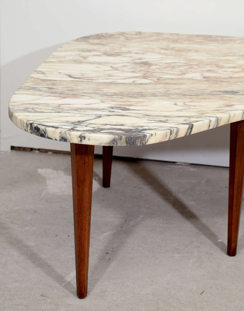 American Biomorphic Marble Top Coffee Table For Sale