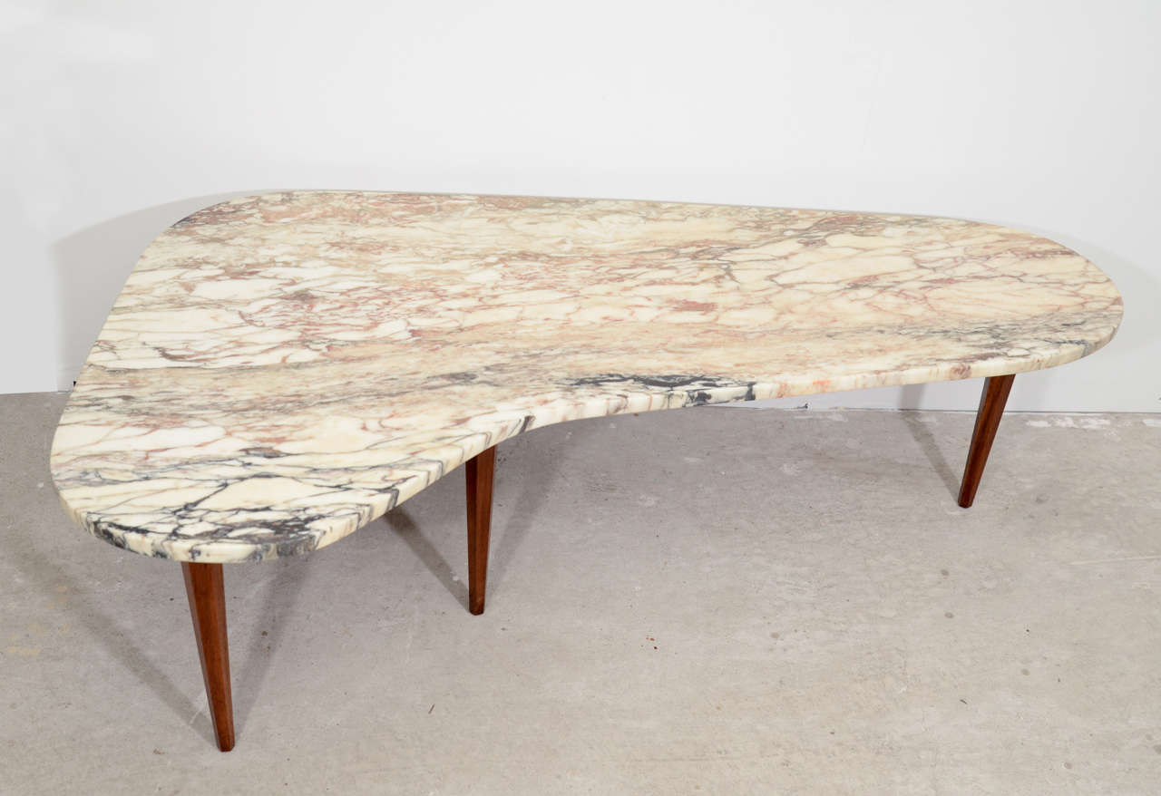 Mid-20th Century Biomorphic Marble Top Coffee Table For Sale