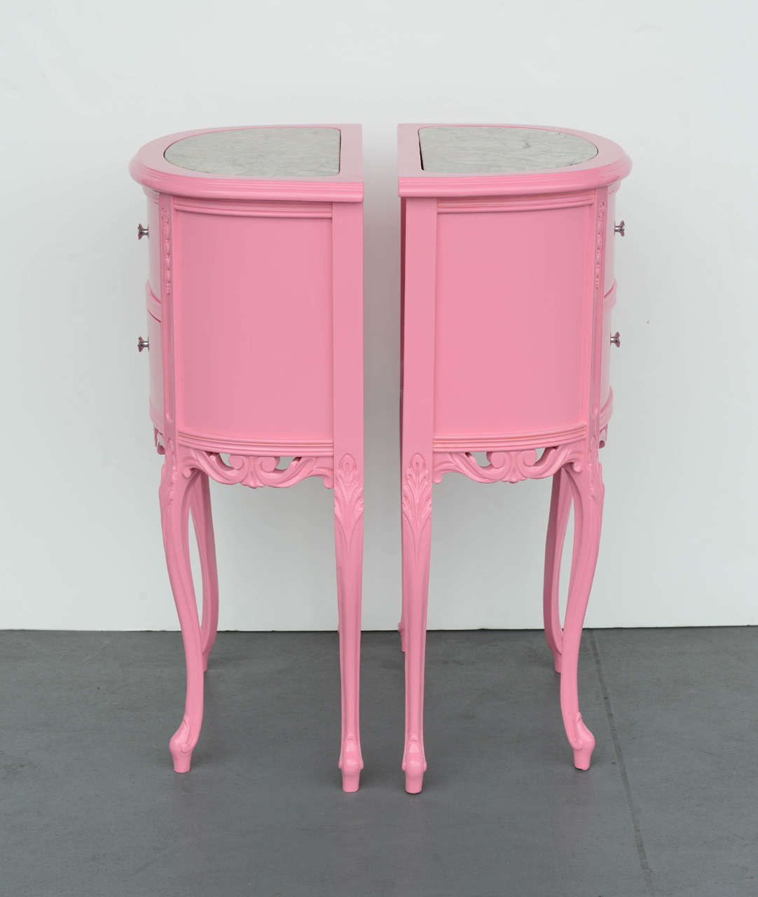 French Pink Louis XV Style Nightstands