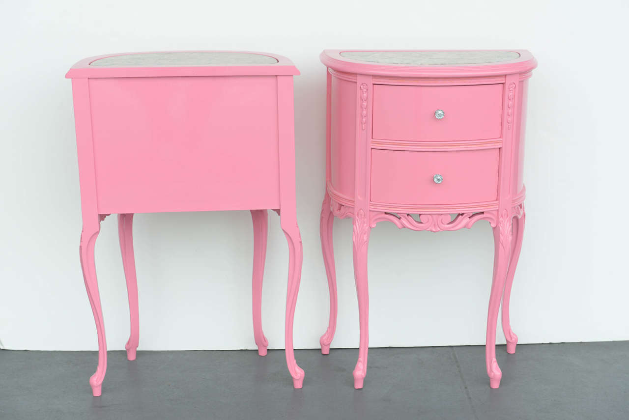 Pink Louis XV Style Nightstands 2