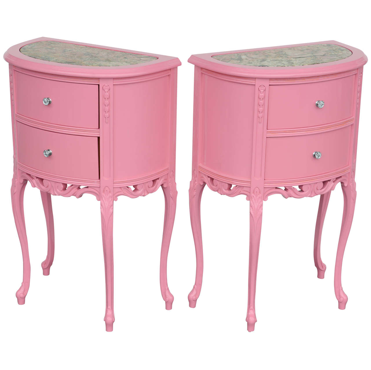 Pink Louis XV Style Nightstands