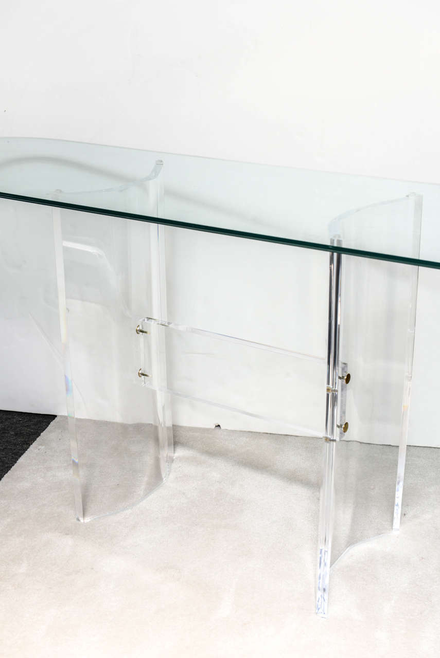 1970's Lucite Console Table Base In Excellent Condition In Miami, FL