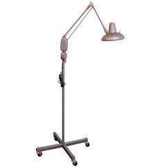 Vintage Medical Rolling Industrial Floor Lamp