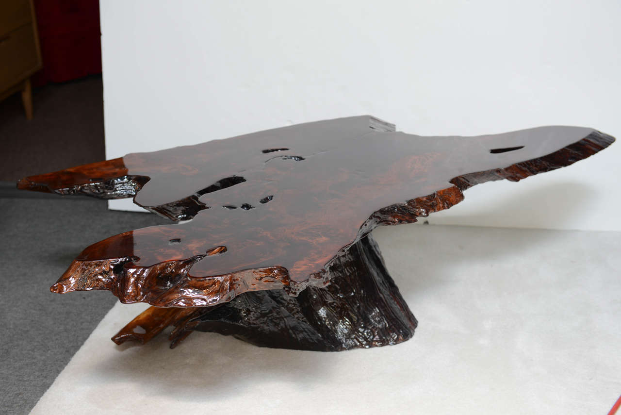 tree trunk resin table
