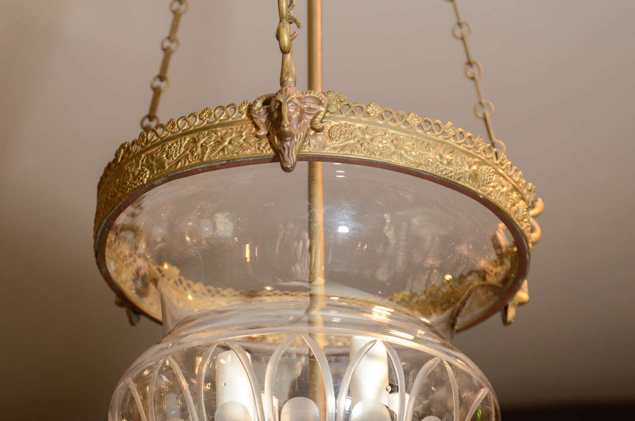 Late 18th or Early 19th Century Neoclassical Etched Glass Lantern In Excellent Condition In Katonah, NY