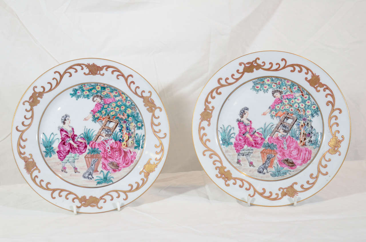 A Pair of Samson Dishes showing "The Cherry Pickers"