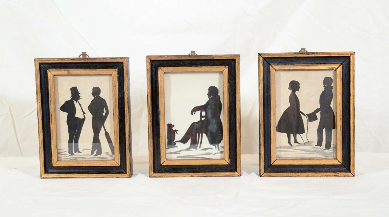 A Group of 3 Cut Paper Silhouettes
