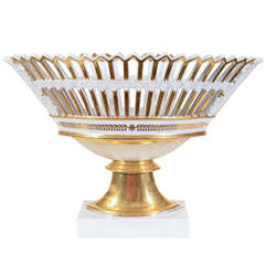 A Large White and Gold Dagoty Pierced Basket