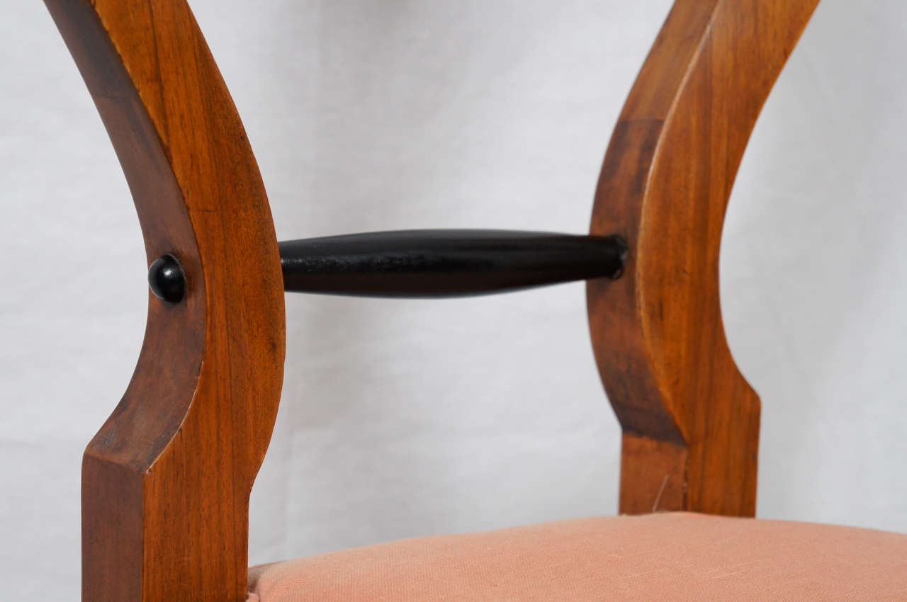 Fruitwood Pair of Italian Biedermeier Style Side Chairs