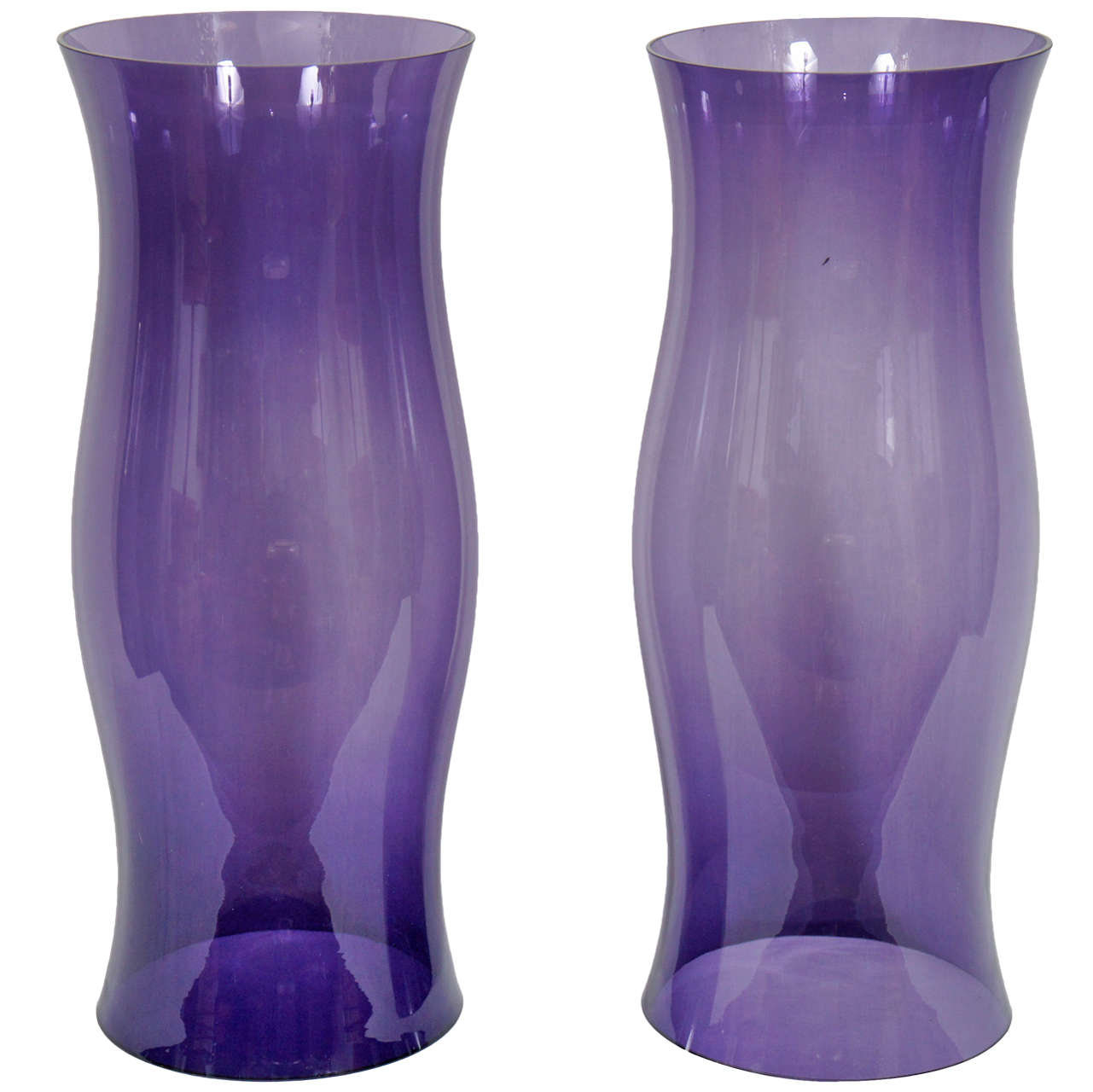 Pair of Very Fine Hand Blown Purple Hurricane Shades