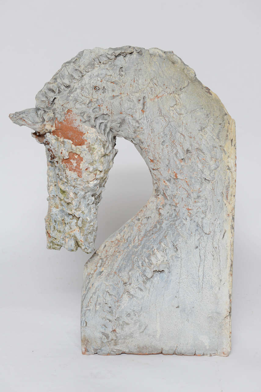 20th Century Exceptional Hand-Sculpted Terra Cotta Horse Sculpture