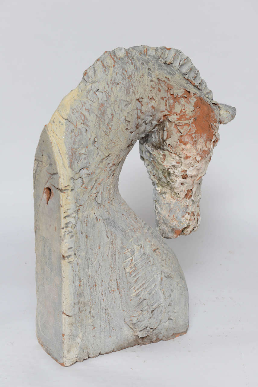 Exceptional Hand-Sculpted Terra Cotta Horse Sculpture 2