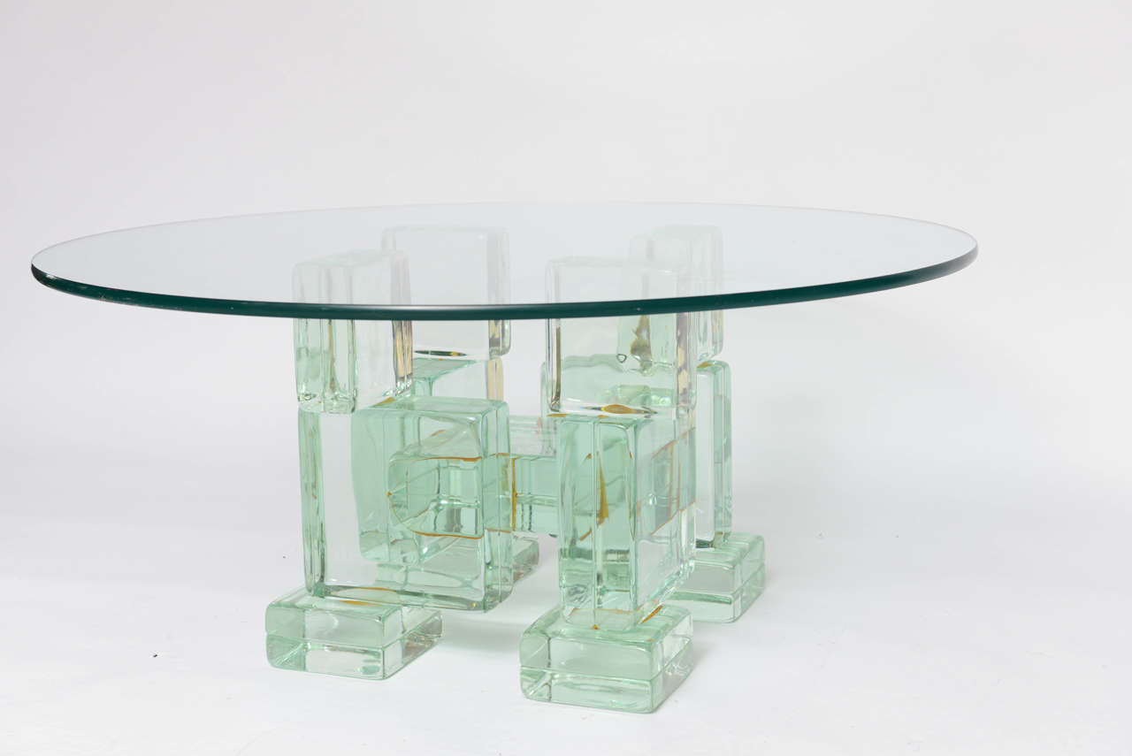 Sculptural Glass Block Cocktail Table In Excellent Condition In North Miami, FL