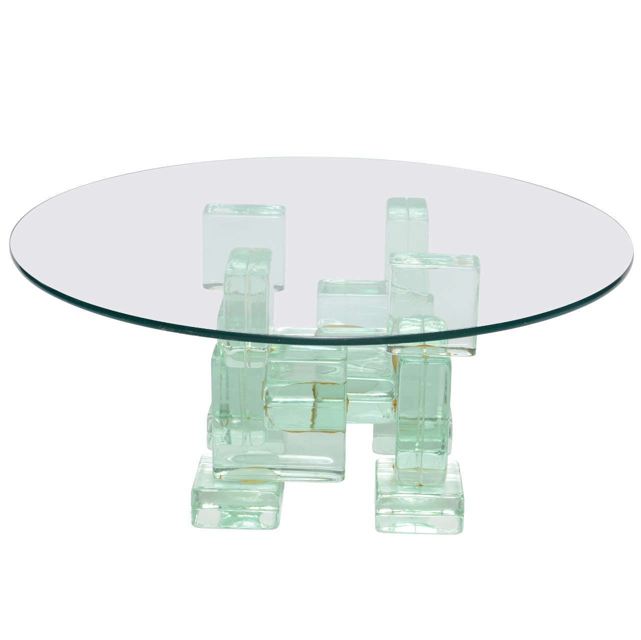 Sculptural Glass Block Cocktail Table
