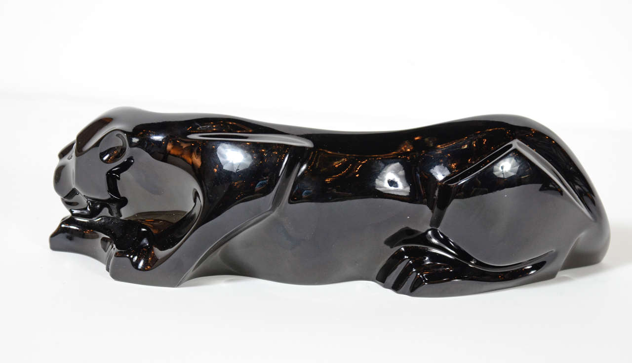 French Luxe Baccarat Art Deco Style Panther