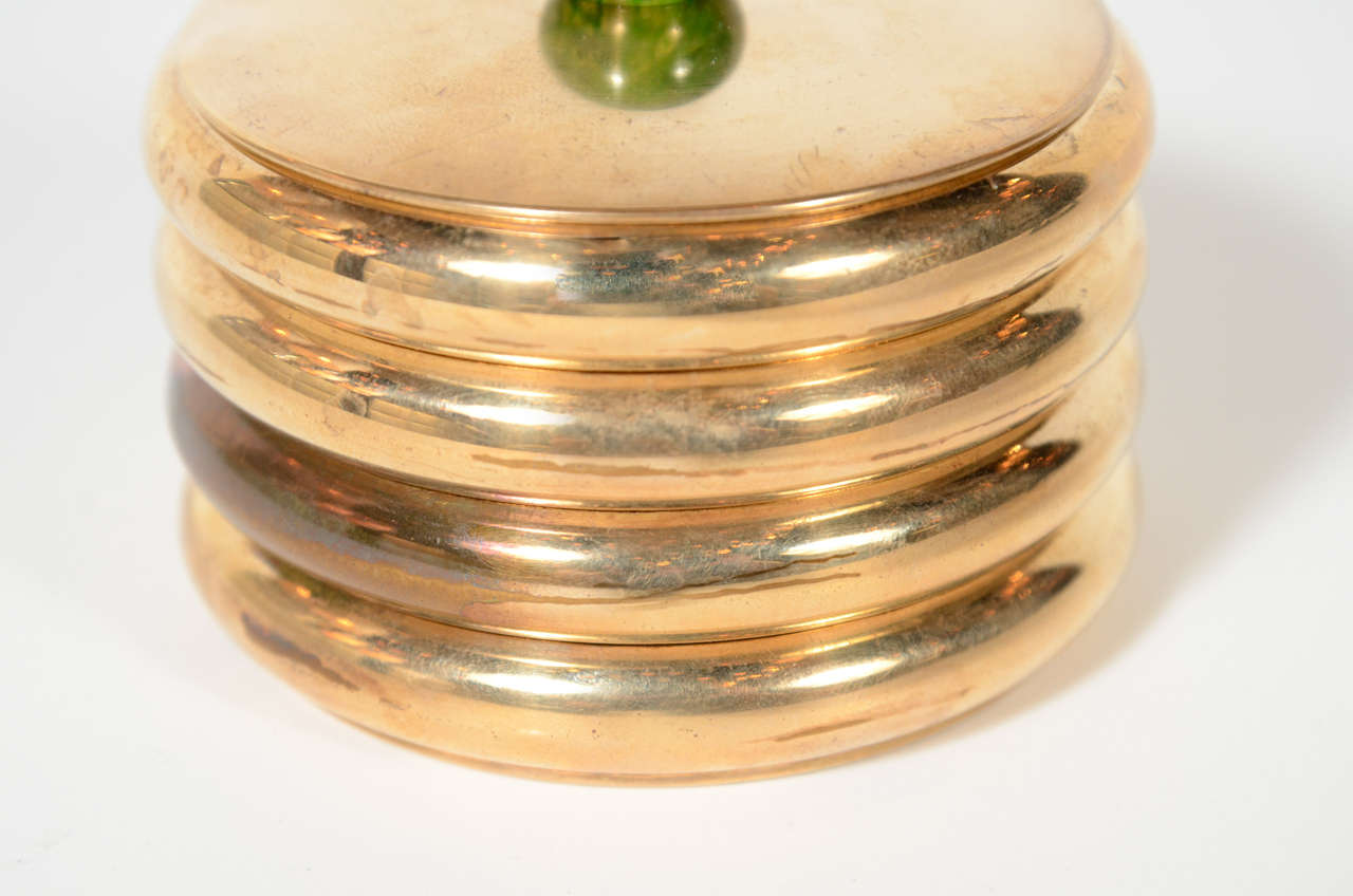 Art Deco Lidded Stacked Coaster Set in Copper & Bakelite In Excellent Condition In New York, NY