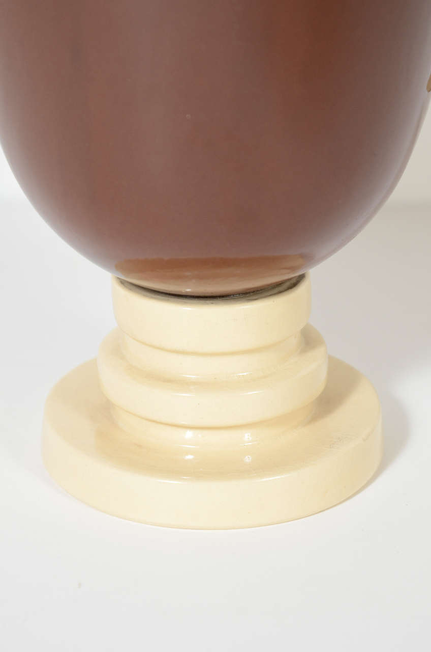 Belgian Neoclassical Art Deco Ceramic Urn Shape Vase by Boch Ferre