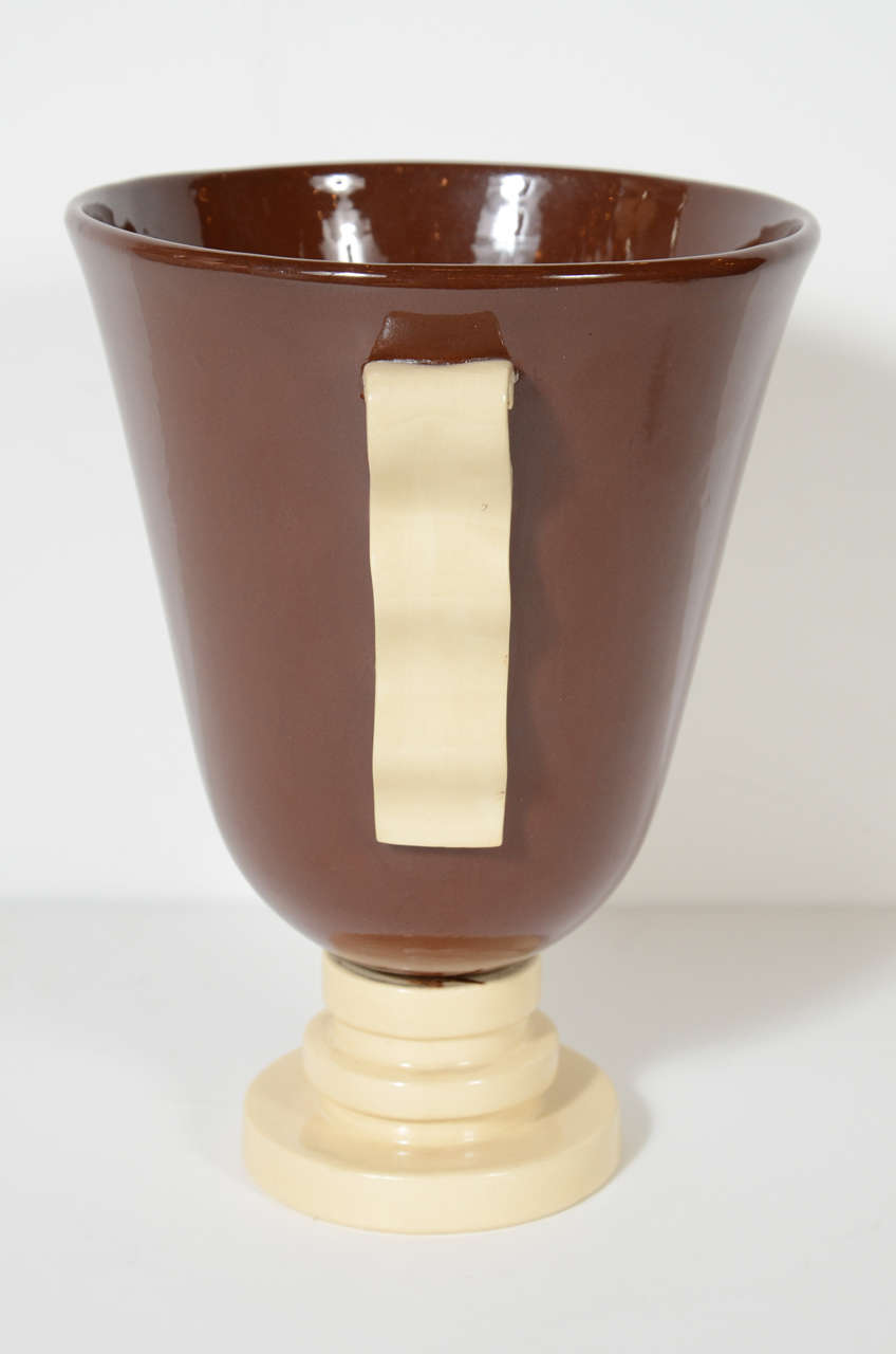 Neoclassical Art Deco Ceramic Urn Shape Vase by Boch Ferre 1