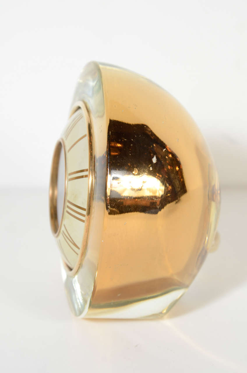 Mid-Century Modern Modernist Gold Mercury Glass Clock by Telechron